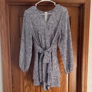 Elegant Black and Gray Polka Skort Dress